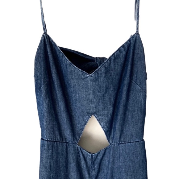 MOTO Topshop denim Jumpsuit Wide Leg cutouts high waist - Picture 4 of 9